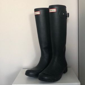 Tall black hunter rain boots